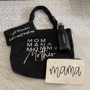 MAMA tote, pouches and water bottle bundle